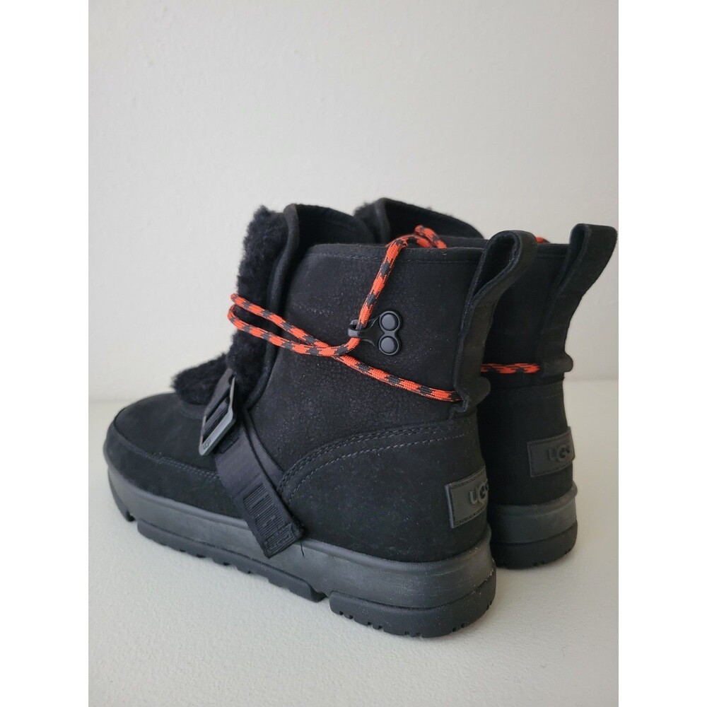 UGG Classic Weather Hiker Black Suede Shearling Lined Winter Boots Womens 9.5